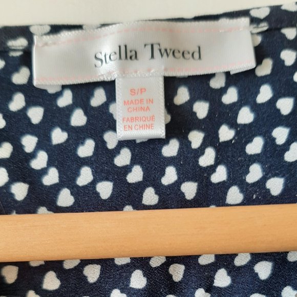 Stella Tweed Heart Print Blouse - Navy - Size Small - Picture 6 of 6